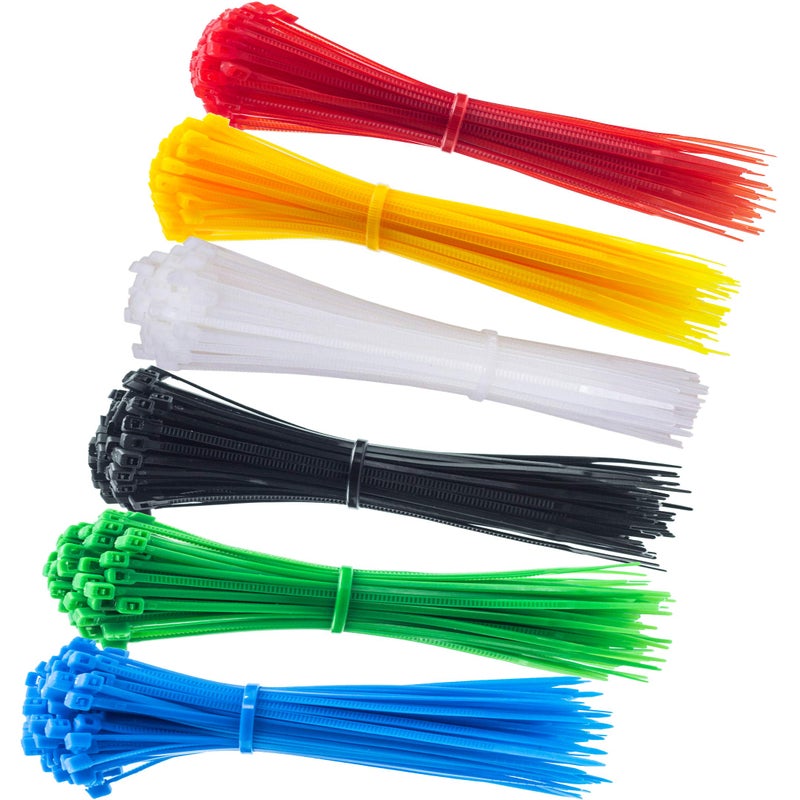 MILEKE 8 Inch Zip Ties (Tying Length 6.7"), 120pcs Nylon Cable Ties, 6 Multi-colors - Image 1